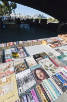 England, London, book market on the Southbank under Waterloo bridge.