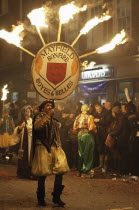 England, East Sussex, Lewes, The annual bonfire night parade celebrating 17 protestant martyrs killed in the fifteen hundreds.