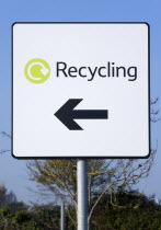 Environment, Recycling, Sign in supermarket car park.