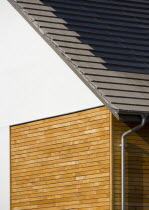 Architecture, Alternative Energy, Electricity, Solar photovoltaic roof tiles or slates on new houses by Linden Homes in Graylingwell Park.