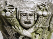 Turkey, Istanbul, Sultanahmet, Haghia Sophia 7th Century Byzantine marble Capital column top with masked head.