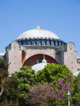 Turkey, Istanbul, Sultanahmet, Haghia Sophia central dome of the former Byzantine Church and later Mosque now a museum.