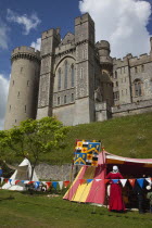 England, West Sussex, Arundel, Jousting festival in the grounds of Arundel Castle.