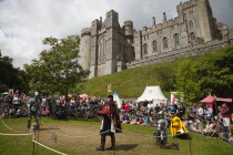 England, West Sussex, Arundel, Jousting festival in the grounds of Arundel Castle.