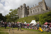 England, West Sussex, Arundel, Jousting festival in the grounds of Arundel Castle.