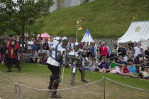 England, West Sussex, Arundel, Jousting festival in the grounds of Arundel Castle.