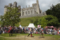 England, West Sussex, Arundel, Jousting festival in the grounds of Arundel Castle.