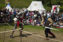 England, West Sussex, Arundel, Jousting festival in the grounds of Arundel Castle.