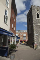 England, West Sussex, Chichester, Square with Carluccio's and Raymond Blanc  restaurants in the St Pancras area.