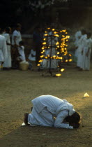 Sri Lanka, Anuradhapura, prayers at the sacred Bo treeFficusRreligiosa during Posen festival celebrating introduction of buddhism to Sri Lanka.