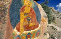 China, Tibet, Lhasa, rock painting outside Sera Monastery.