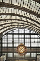 France, Ile de France, Paris, Musee d'Orsay interior showing clock.