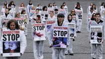 France, Ile de France, Paris, Pompidou Centre, Anti-vivisection protesters.