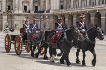 Spain, Madrid, Palacio Real, Royal Palace Guards on parade.