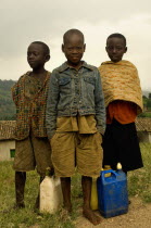 Rwanda, School children fetching water.