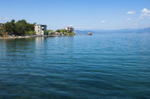 Albania, Lake Ohrid, Lakeside restaurant.