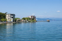 Albania, Lake Ohrid,  lakeside restaurant.