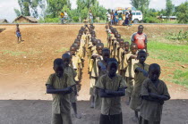 Burundi, Cibitoke Province, Buganda Commune, Ruhagurika Primary Students lining up ready to go into their Catch-Up Class. Catch up classes were established by Concern Worldwide across a number of scho...