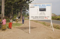 Burundi, Cibitoke Province, Buganda Commune, Ndava Village, Sign board beside the main road in Buganda Commune with HIV AIDS SIDA message.
