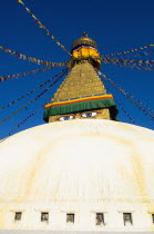 Nepal, Kathmandu, Boudnath Tibetan Buddhist Temple.