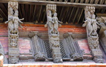 Nepal, Kathmandu, Durbar Square, Erotic carvings on roof supports of Jagganath Temple.