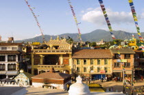 Nepal, Kathmandu, The streets beside Bodnath Tibetan Buddhist Temple.