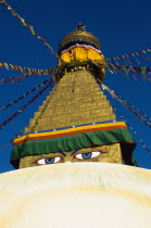 Nepal, Kathmandu, Boudnath Tibetan Buddhist Temple.