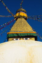 Nepal, Kathmandu, Boudnath Tibetan Buddhist Temple.