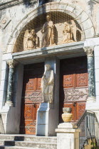 Tanzania, Zanzibar, Stone Town, Facade of the Catholic St Josephs Cathedral.