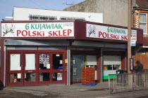 England, West Sussex, Bognor Regis, Exterior of Polish delicatessen.