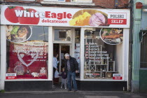 England, West Sussex, Bognor Regis, Exterior of the White Eagle Polish delicatessen.