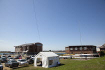 England, West Sussex, Shoreham-by-Sea, Ham Radio tent set up in the grounds of the RNLI station.