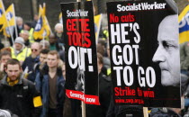 England, London, Demonstration outside Parliament on budget day 2013 protesting about Government cuts and calling for a general strike.  photo by Sean Aidan  