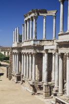 Spain, Extremadura, Merida, Roman Theatre ruin.