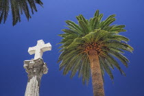 Spain, Extremadura, Caceresm stone cross detail.