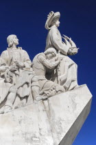 Portugal, Estremadura, Lisbon, Padrao dos Descobrimentos, Carving of Prince Henry the Navigator leading the Discoveries Monument.