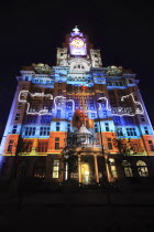 Royal Liver Building 100th anniversary, constructed in 1911, celebrated by staging a 3D Macula light show with the theme of ship on the open seas.