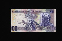 Gambia, Gambian currency 50 Dalasis bank note.