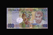 Gambia, Gambian currency 100 Dalasis bank note.