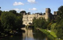 England, Warwickshire, Warwick Castle built on the banks of the River Avon.