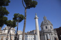 Italy, Lazio, Rome, Trajans Column near Quirinal Hill.