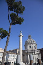 Italy, Lazio, Rome, Trajans Column near Quirinal Hill.