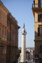 Italy, Lazio, Rome, Trajans Column near Quirinal Hill.