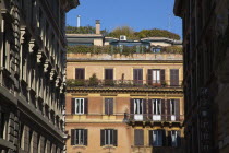 Italy, Lazio, Rome, typical architecture with shuttered windows.