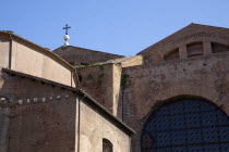 Italy, Lazio, Rome, Piazza della Repubblica, Detail of  Basilica of St. Mary of the Angels and the Martyrs.