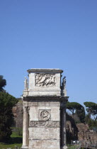 Italy, Lazio, Rome, Detail of the Arch of Constantine.
