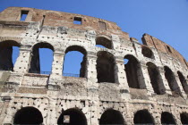 Italy, Lazio, Rome, View of the the ancient Roman Coliseum ruins.