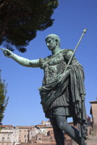 Italy, Lazio, Rome, Statue of Emporer Trajan in front of Trajans Forum.