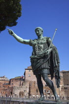 Italy, Lazio, Rome, Statue of Emporer Trajan in front of Trajans Forum.