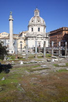 Italy, Lazio, Rome, Trajans Column near Quirinal Hill.